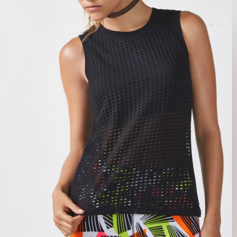 NWT Fabletics Bryce Tank Top- Black Mesh